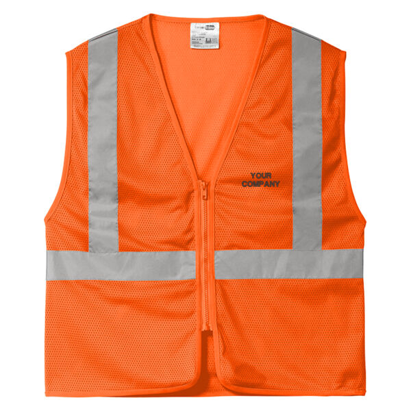 Economy Mesh Zippered Vest Orange Thumbnail