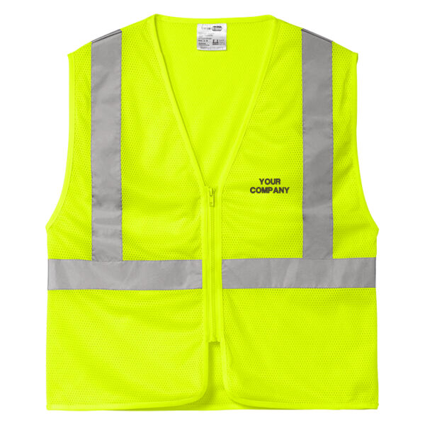 Economy Mesh Zippered Vest Green Thumbnail